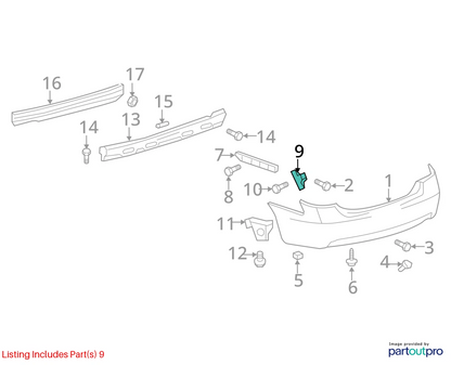 07-11 TOYOTA CAMRY REAR LEFT SIDE BUMPER SUPPORT BRACKET RETAINER 52576-06030