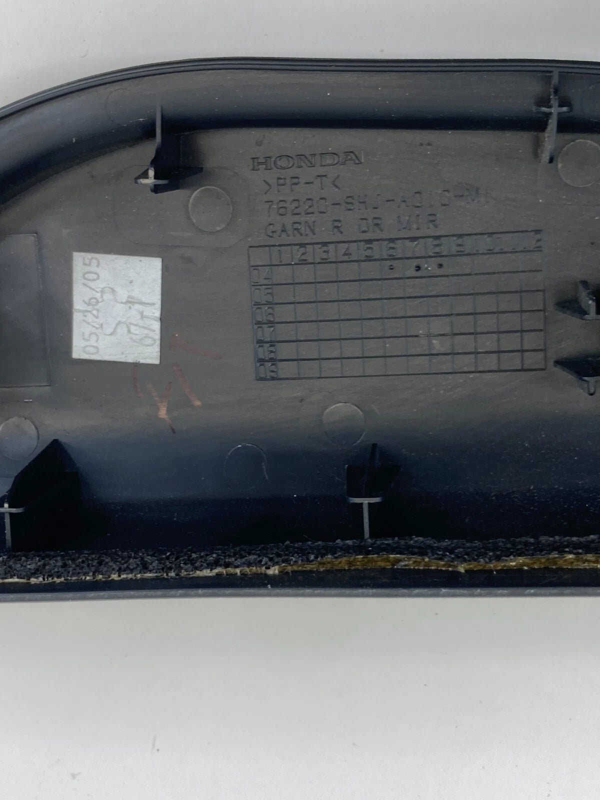 05-10 HONDA ODYSSEY FRONT PASSENGER INTERIOR MIRROR CORNER COVER 76220-SHJ-A010