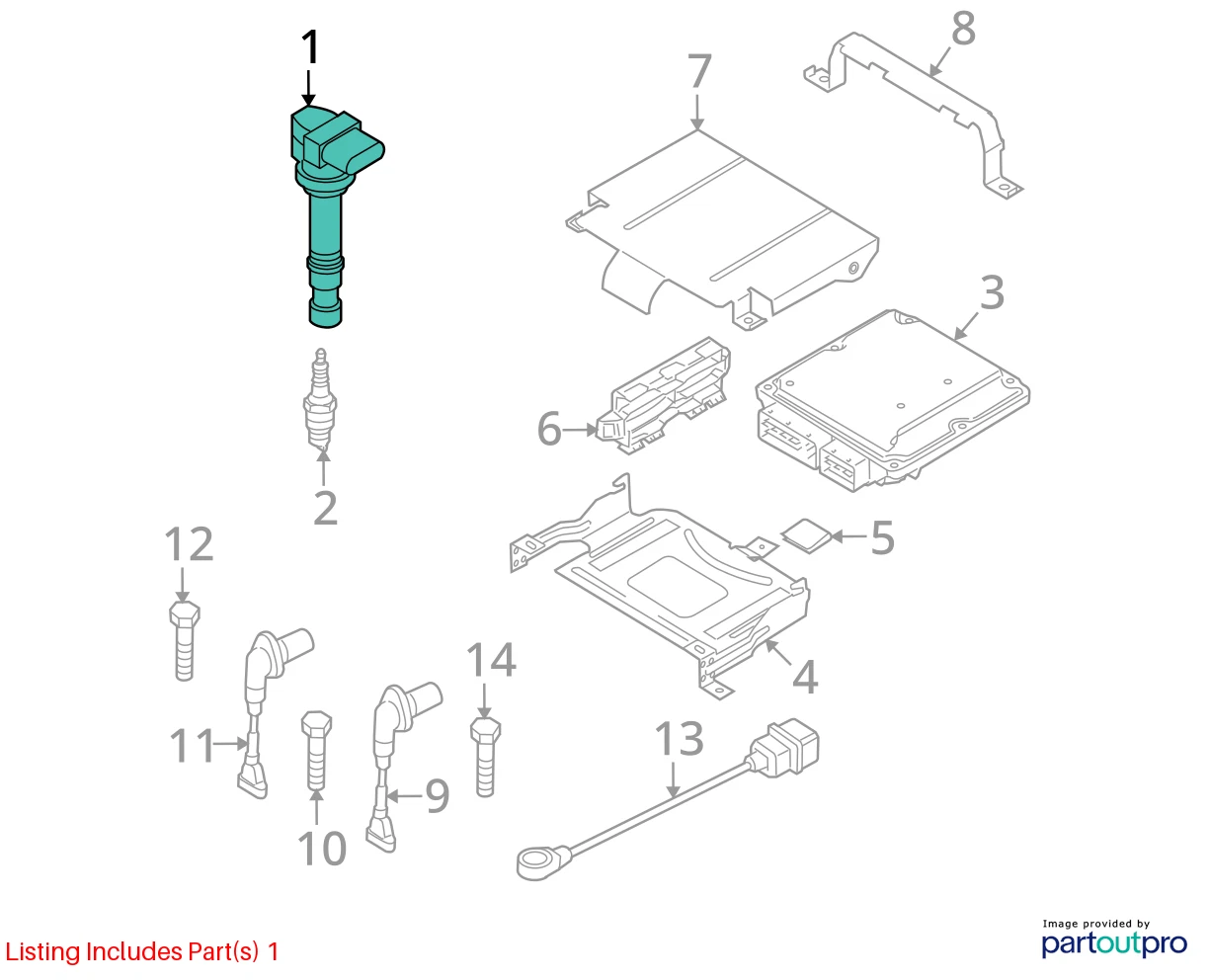 2009-2017 VOLKSWAGEN TIGUAN SUV 2.0L 16V GAS ENGINE IGNITION COIL 07K-905-715-G