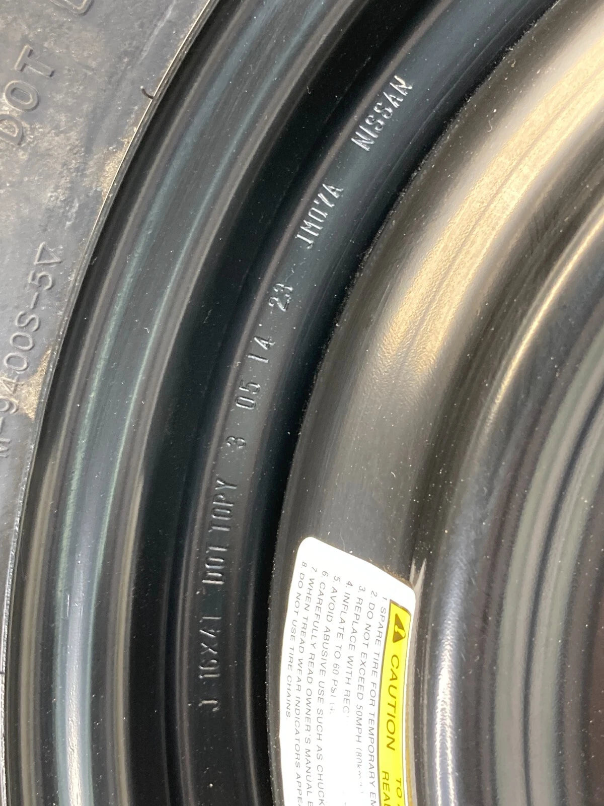 2010-2020 NISSAN ROGUE WHEEL SPARE TIRE COMPACT DONUT RIM T155/90D16 16" 110M