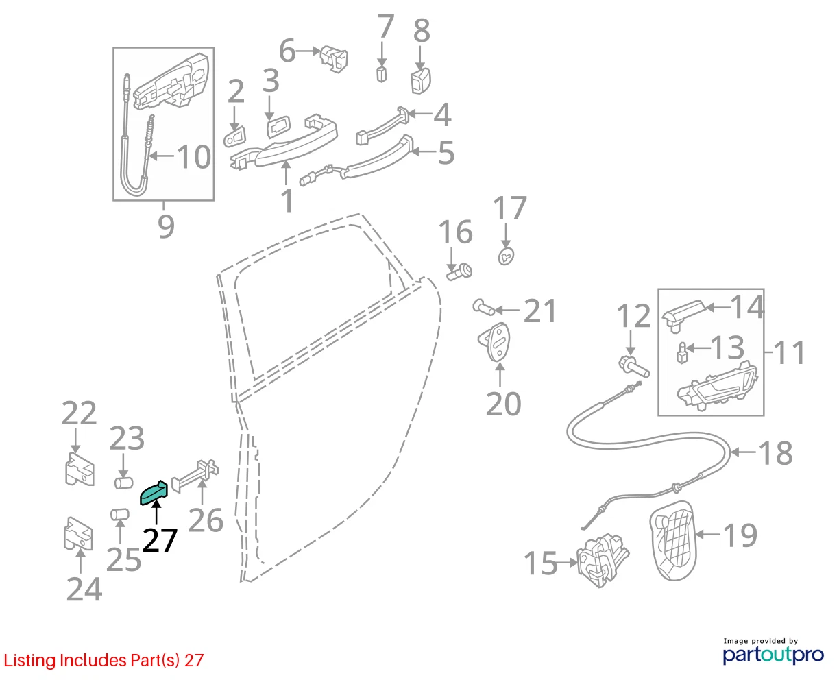 09-16 AUDI A4 QUATTRO REAR RIGHT SIDE DOOR CHECK STOP STOPPER DETENT 8K0839267B