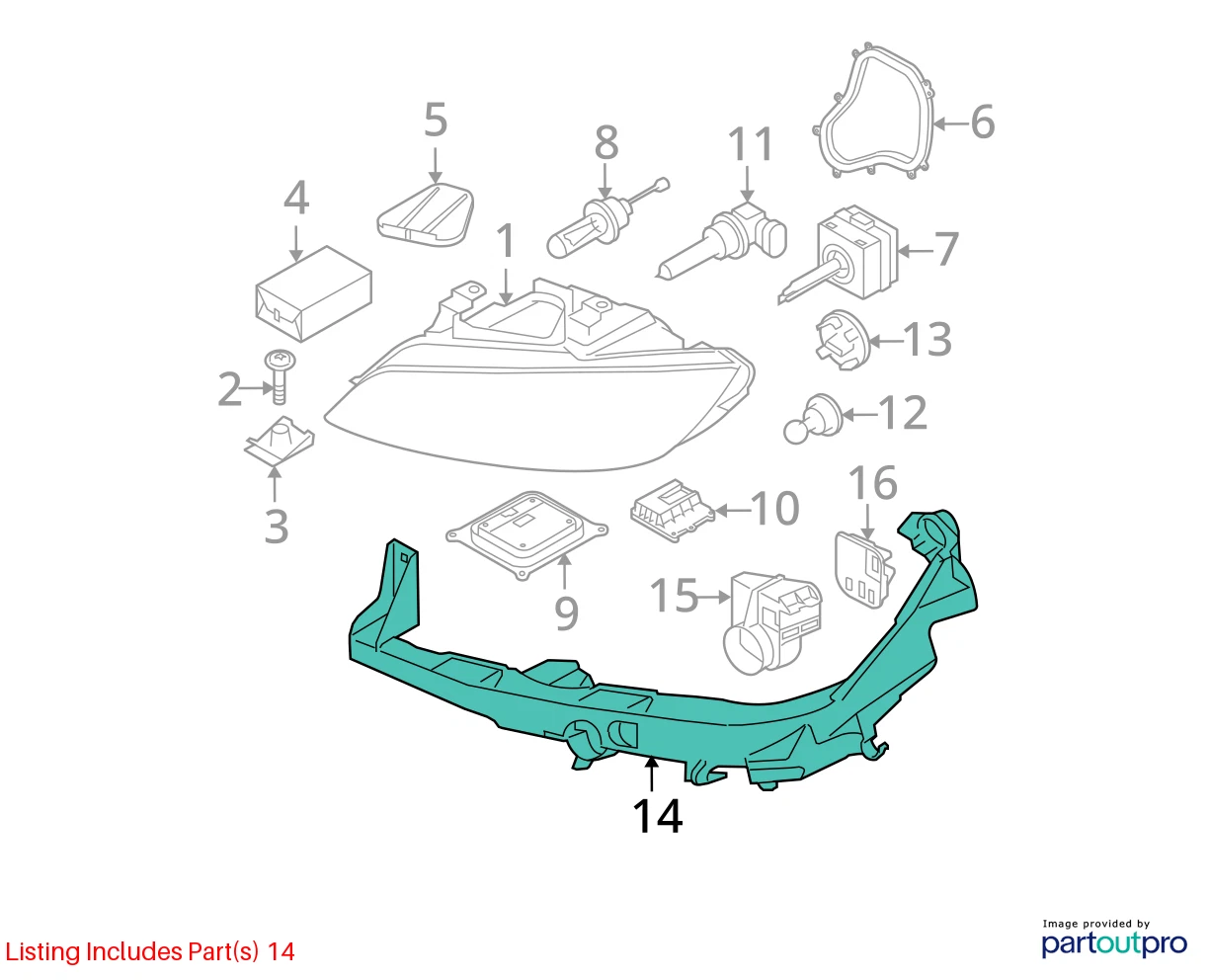 07-10 BMW 328i 08 335XI LEFT DRIVER SIDE HEADLIIGHT SUPPORT BRACKET 51117154723