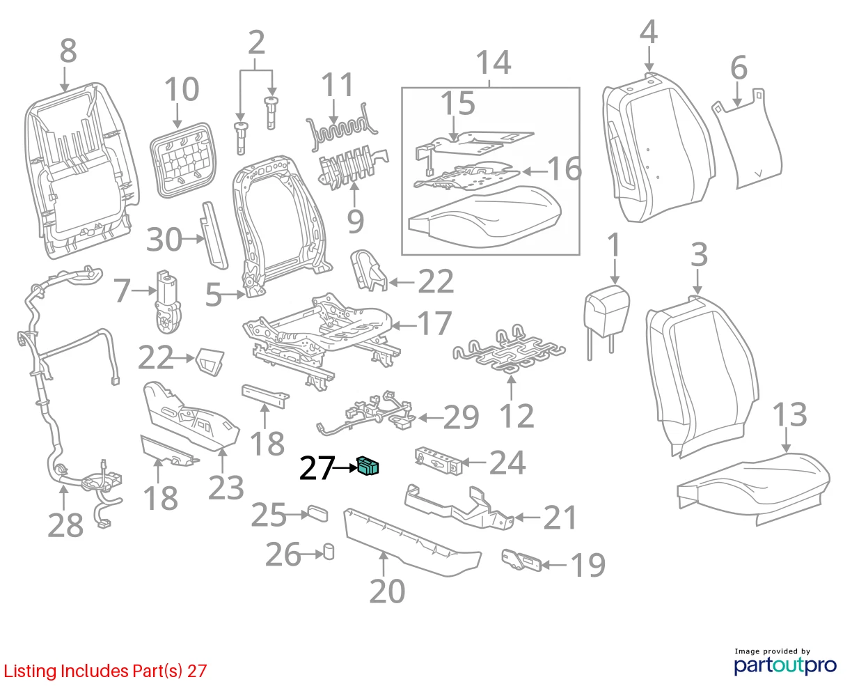 2010-2017 GMC TERRAIN FRONT LEFT SEAT POWER LUMBAR CONTROL SWITCH 10315826 OEM