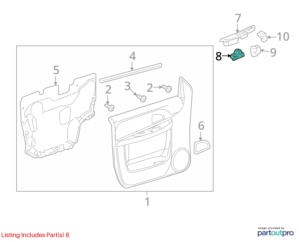 2005-2007 BUICK TERRAZA FRONT RIGHT SIDE DOOR WINDOW CONTROL SWITCH 22626532 OEM
