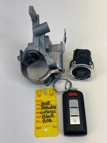 14-20 MITSUBISHI OUTLANDER SPORT IGNITION LOCK HOUSING START BUTTON KEY FOB OEM