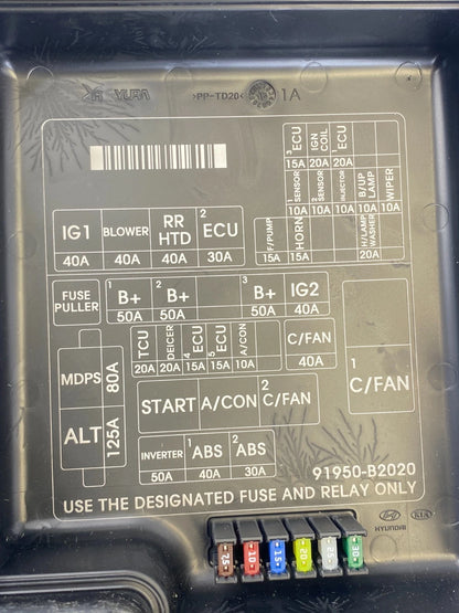 2014-2016 KIA SOUL 1.6L ENGINE FUSE BOX RELAY JUNCTION MODULE OEM 91950-B2050