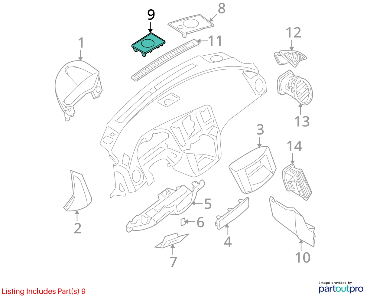 2009-2014 NISSAN MAXIMA CENTER DASH SPEAKER GRILLE COVER TRIM 28176-9N01B OEM