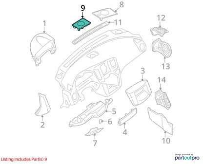 2009-2014 NISSAN MAXIMA CENTER DASH SPEAKER GRILLE COVER TRIM 28176-9N01B OEM