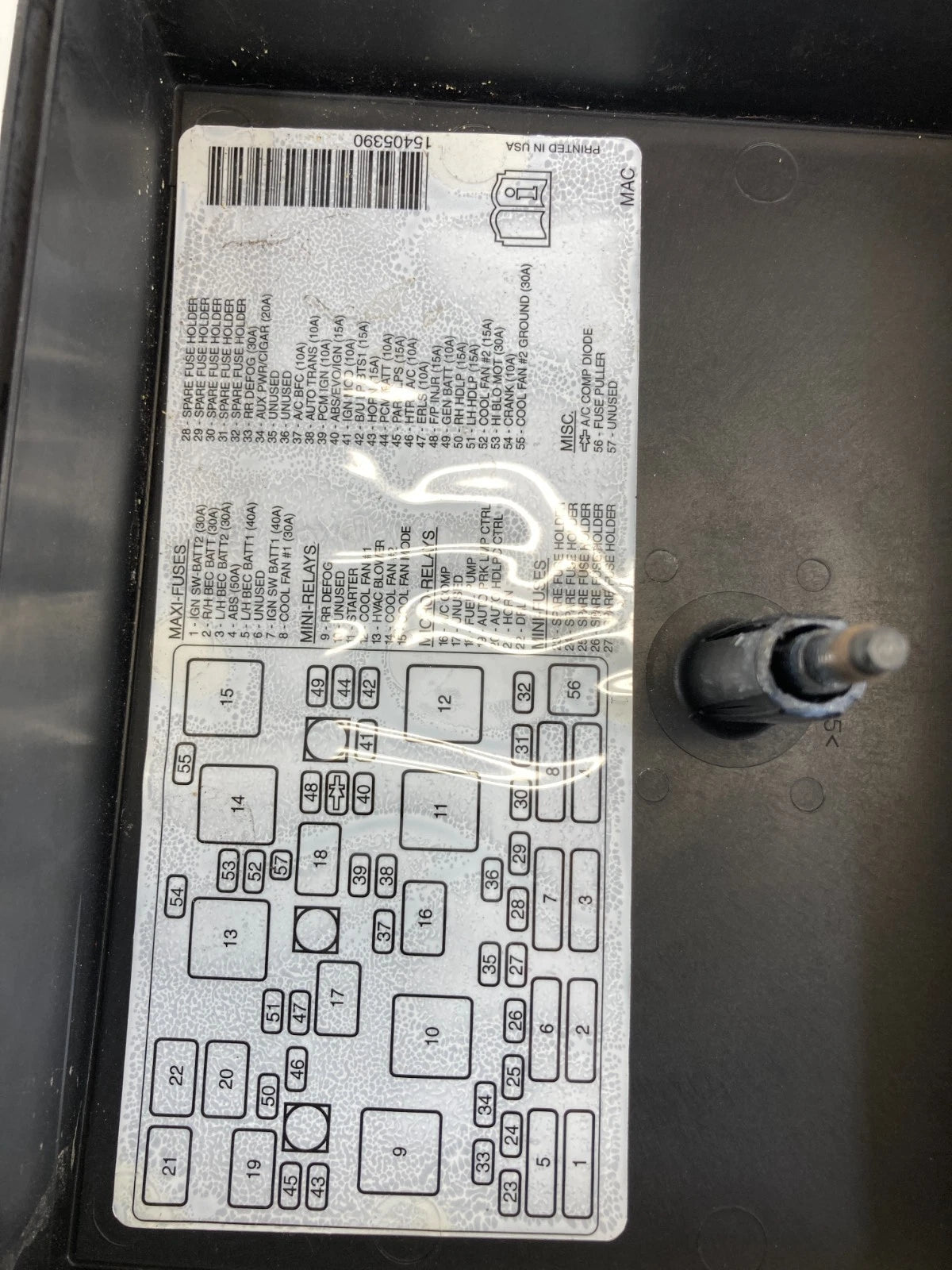 1999-2004 PONTIAC GRAND AM 2.2L ENGINE FUSE BOX BOX COVER LID CAP 15405390 OEM