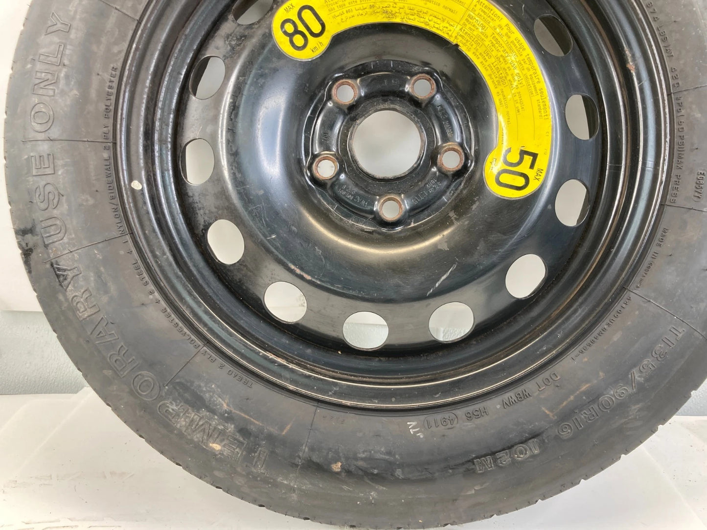 12-15 VOLKSWAGEN PASSAT EMERGENCY SPARE TIRE WHEEL COMPACT DONUT T135/90R16 102M