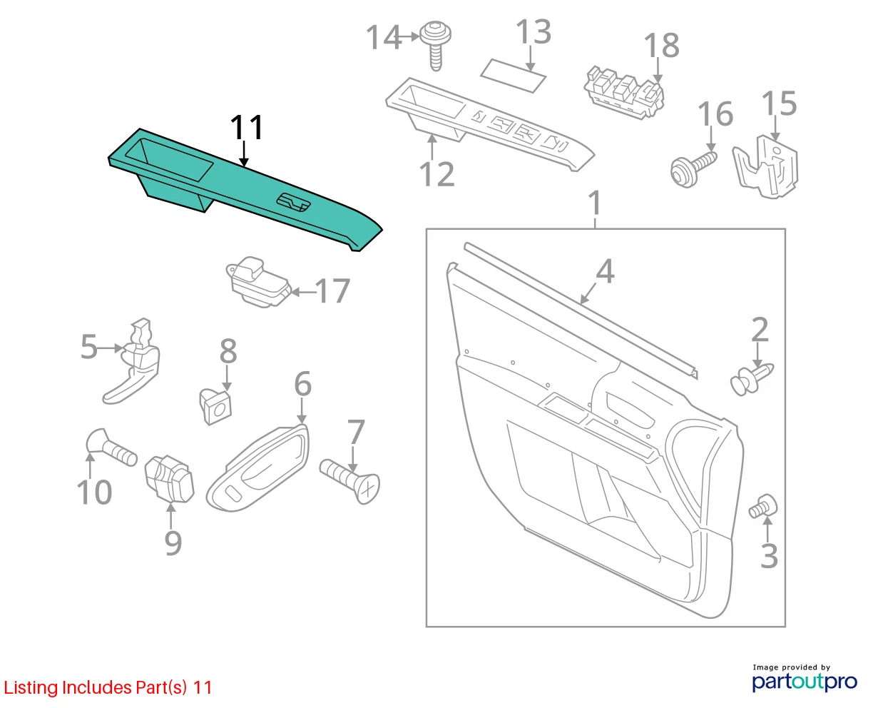 2006-2015 MAZDA5 MAZDA 5 FRONT RIGHT SIDE DOOR WINDOW SWITCH BEZEL CC29684L1D02
