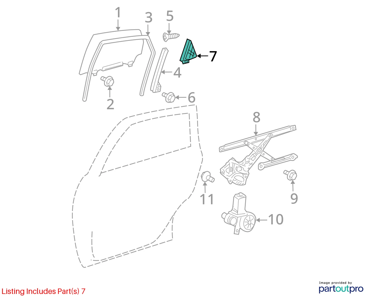 2010-2015 TOYOTA PRIUS REAR LEFT DOOR OUTER SEAL CORNER COVER 67488-47041