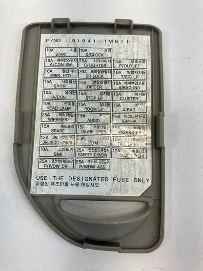 2010-2013 KIA FORTE DASH LEFT DRIVER FUSE BOX COVER LID PANEL 91941-1M611 OEM