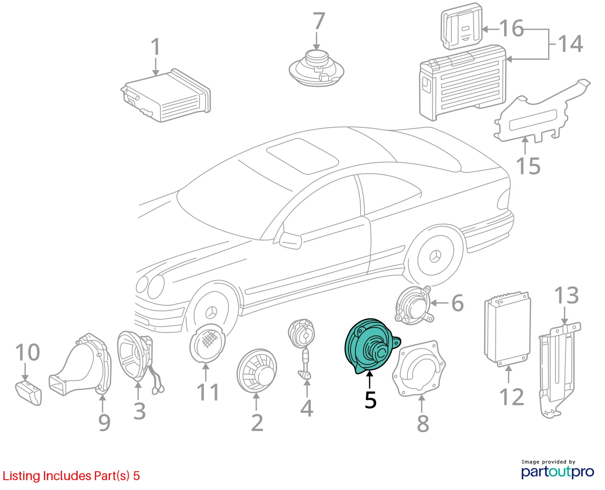 1999-2003 MERCEDES-BENZ CLK430 FRONT RIGHT SIDE DOOR SPEAKER AUDIO 2088200102