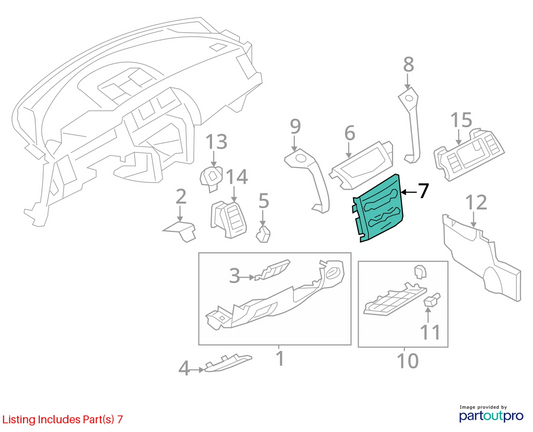 09-14 NISSAN MURANO FRONT CENTER DASH LID COVER GARNISH PANEL 68260-1AA2A OEM