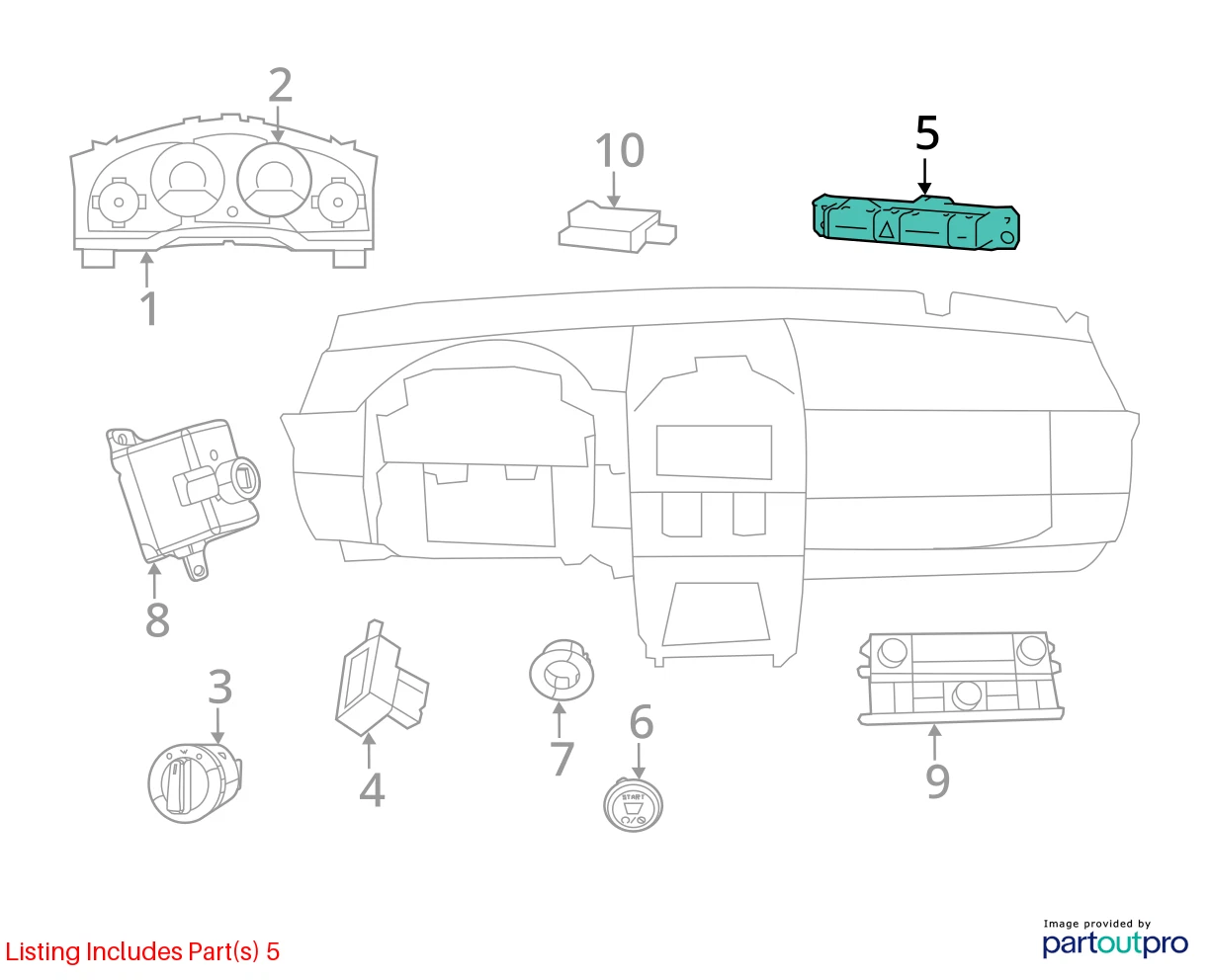 11-16 CHRYSLER TOWN & COUNTRY DASH HAZARD ECON TRACTION SWITCH 68069431AB OEM