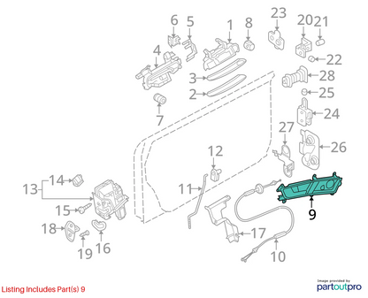 05-11 AUDI A6 QUATTRO FRONT RIGHT SIDE INNER DOOR HANDLE W/ BEZEL 4F0837020C OEM