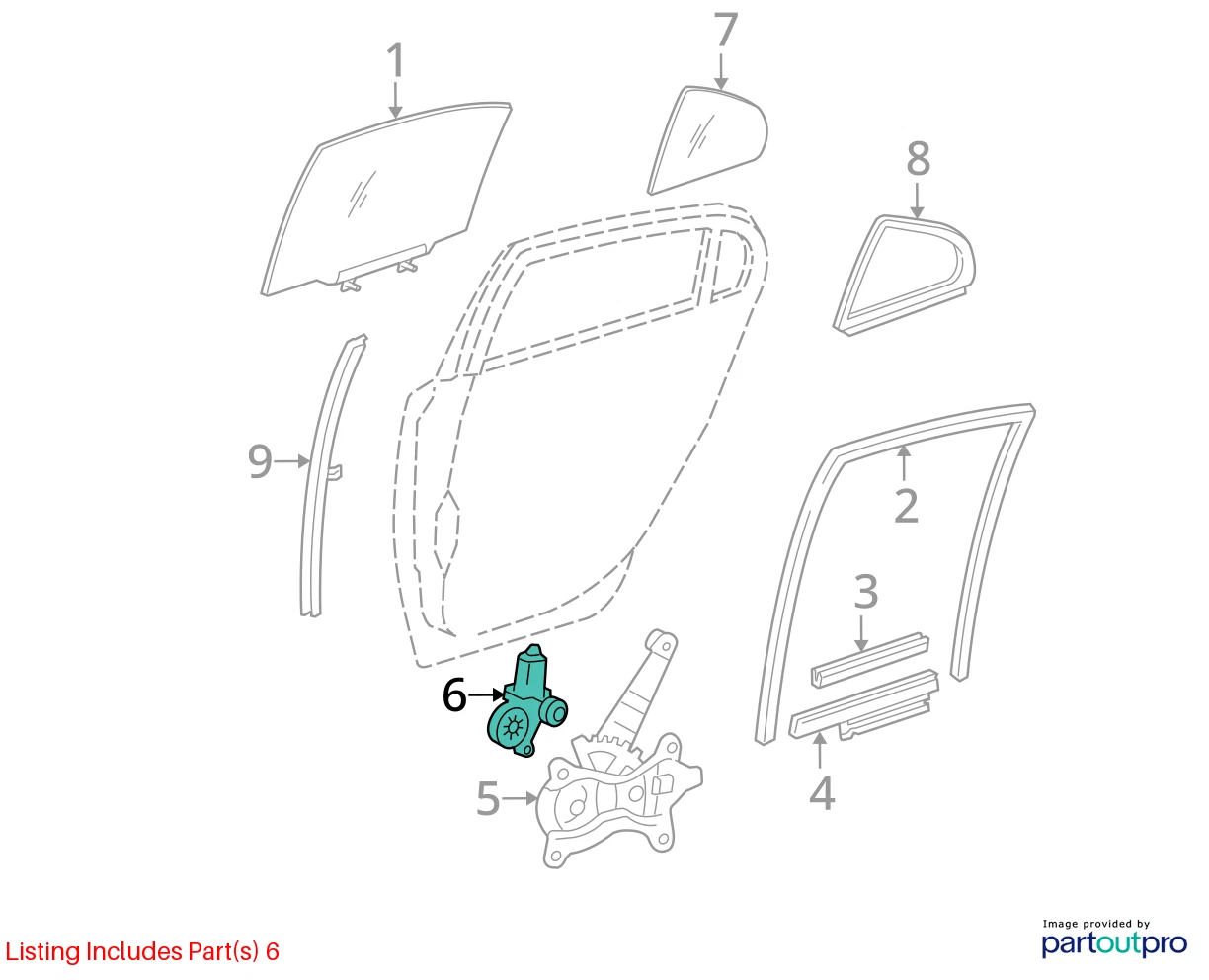 2007-2009 LEXUS RX350 REAR RIGHT DOOR WINDOW REGULATOR MOTOR 85710-0E010 OEM