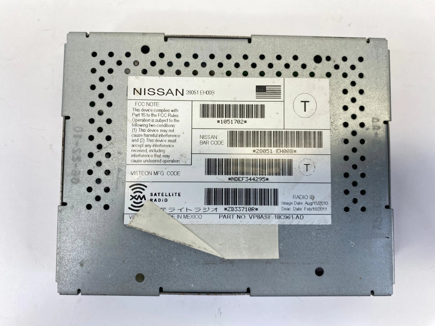 2009-2014 NISSAN MURANO SATELLITE RADIO AUDIO TUNER MODULES OEM VP8ASF-18C961-AD