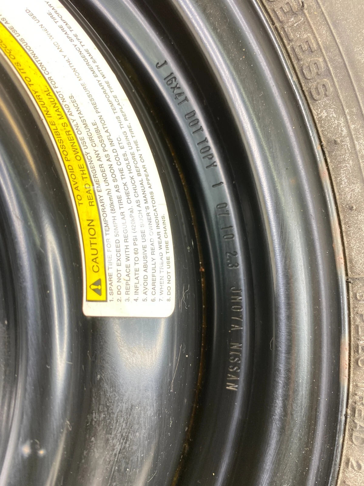 08-13 NISSAN ROGUE EMERGENCY SPARE TIRE COMPACT DONUT WHEEL RIM T155/90D16 OEM