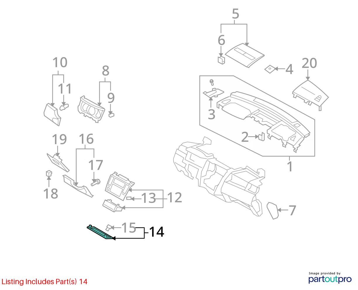 2007-2012 NISSAN VERSA LOWER INSTRUMENT PANEL COVER BEZEL TRIM 68413-EL00A OEM