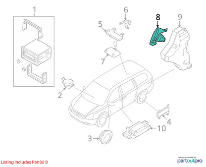 2007 2008 HYUNDAI ENTOURAGE REAR QUARTER LEFT SPEAKER ASSEMBLY 96350-4D001 OEM