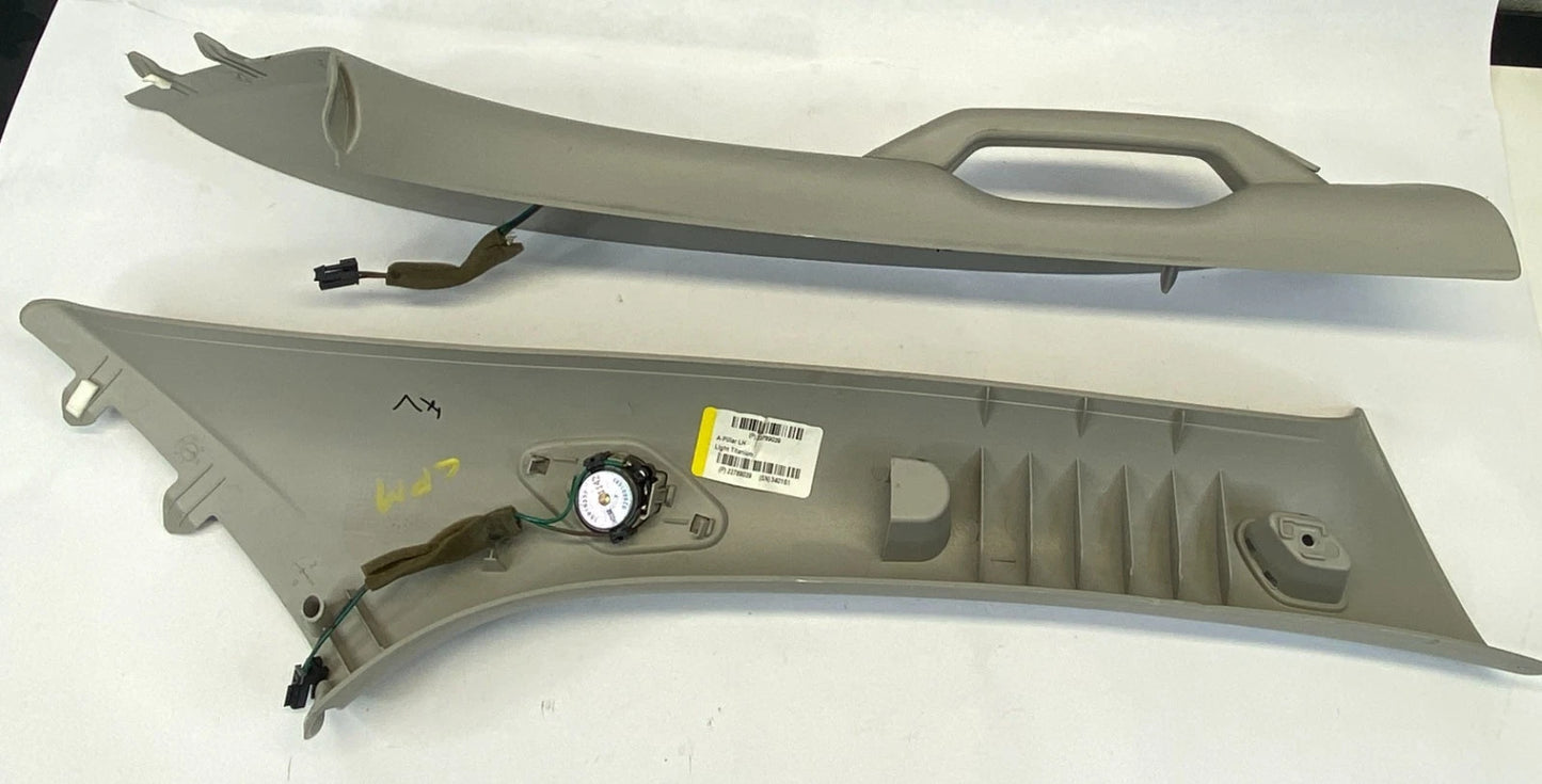 2009-2013 CHEVROLET TRAVERSE A PILLAR TRIM PANEL COVER PAIR GREY OEM 25870848