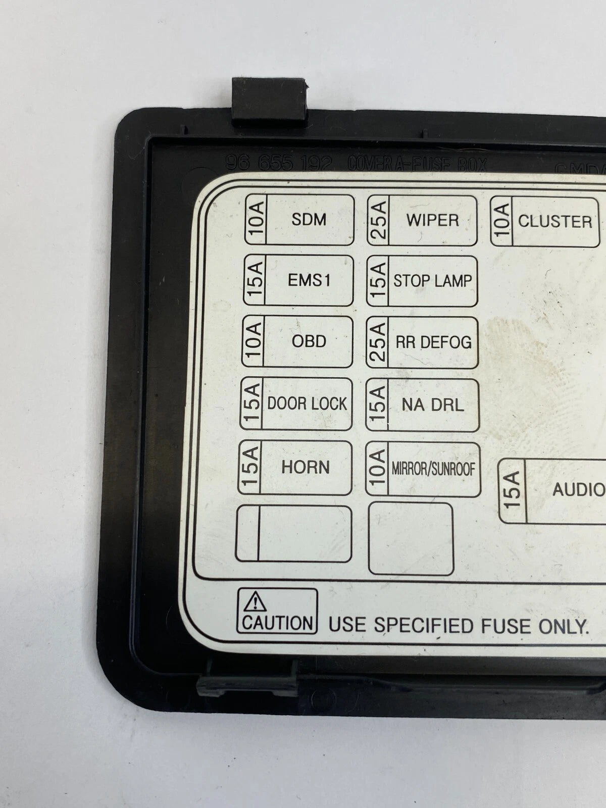2009-2011 CHEVROLET AVEO DASH INTERIOR CABIN FUSE BOX LID DOOR COVER TRIM OEM