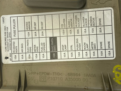 09-14 NISSAN MURANO DASH INSTRUMENT PANEL FUSE BOX DOOR LID COVER 689641AA0A OEM