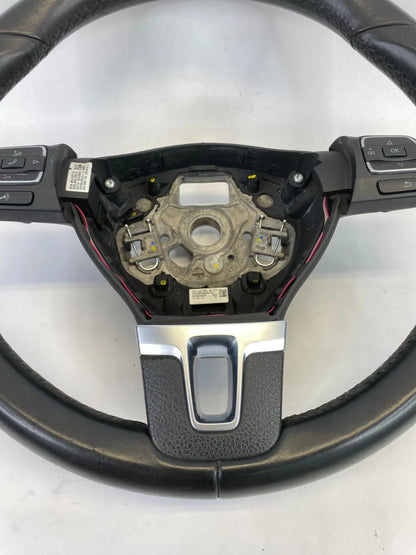 10-17 VOLKSWAGEN CC BLACK LEATHER STEERING WHEEL W/ BUTTONS OEM 3C8419091BEE74