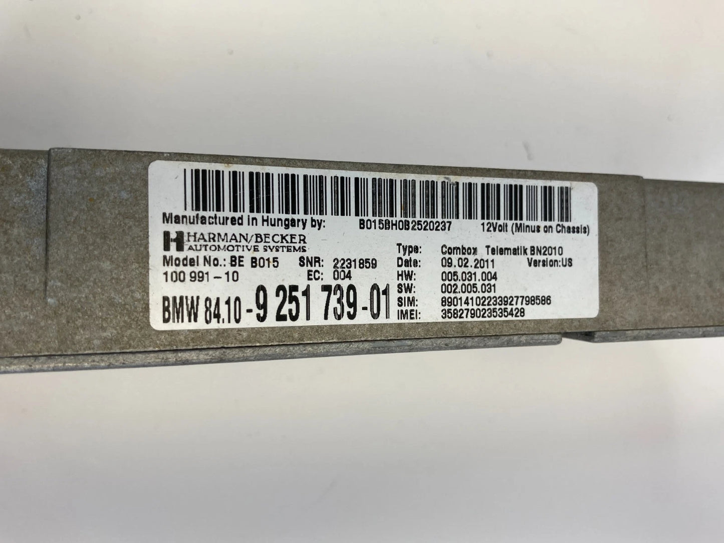2011-2017 BMW X3 BLUETOOTH TELEMATICS COMPUTER CONTROL MODULE 84109251739-01 OEM