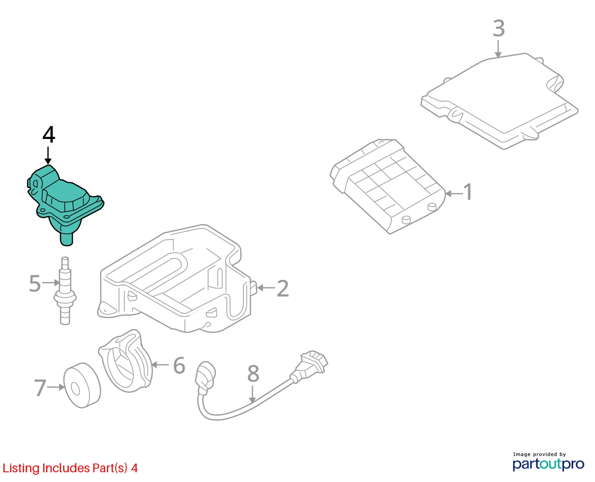 2001-2005 AUDI A4 QUATTRO 2001-2006 A4 1.8L L4 TURBO AT DIRECT IGNITION COIL OEM