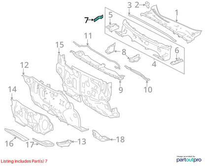14-19 TOYOTA COROLLA RH PASSENGER COWL EXTENSION INTERIOR TRIM OEM 55083-02010