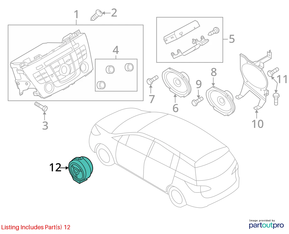12-15 MAZDA5 MAZDA 5 FRONT LEFT DRIVER DOOR TWEETER SPEAKER W/ COVER CG1566960