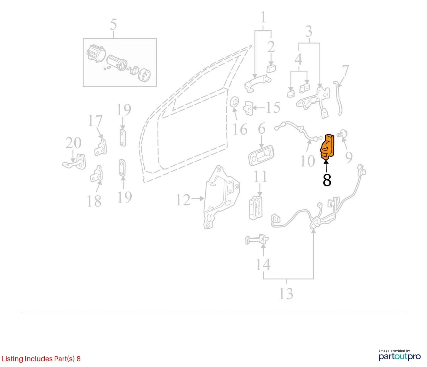 2005-2011 CADILLAC STS FRONT LEFT DRIVER DOOR LOCK LATCH ACTUATOR OEM 25876542