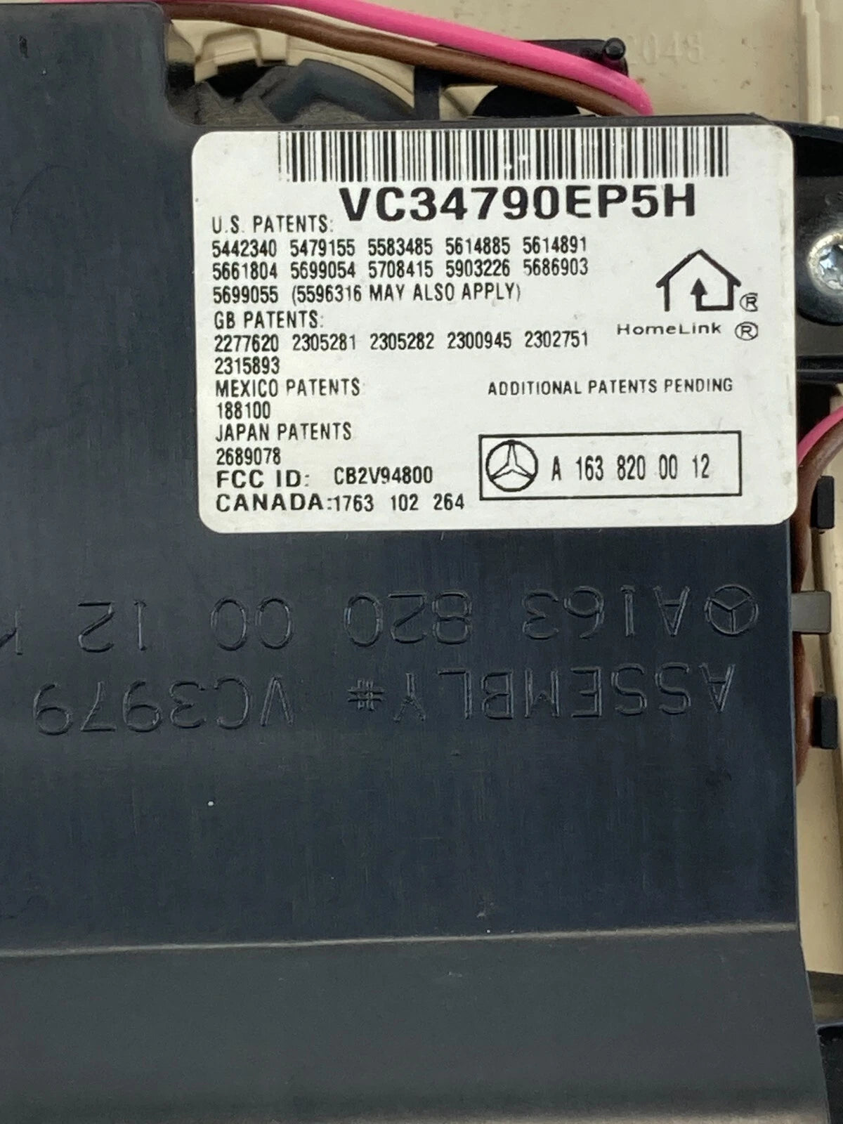 2000-2003 MERCEDES-BENZ ML 320 INTERIOR OVERHEAD CONSOLE HOMELINK MODULE OEM