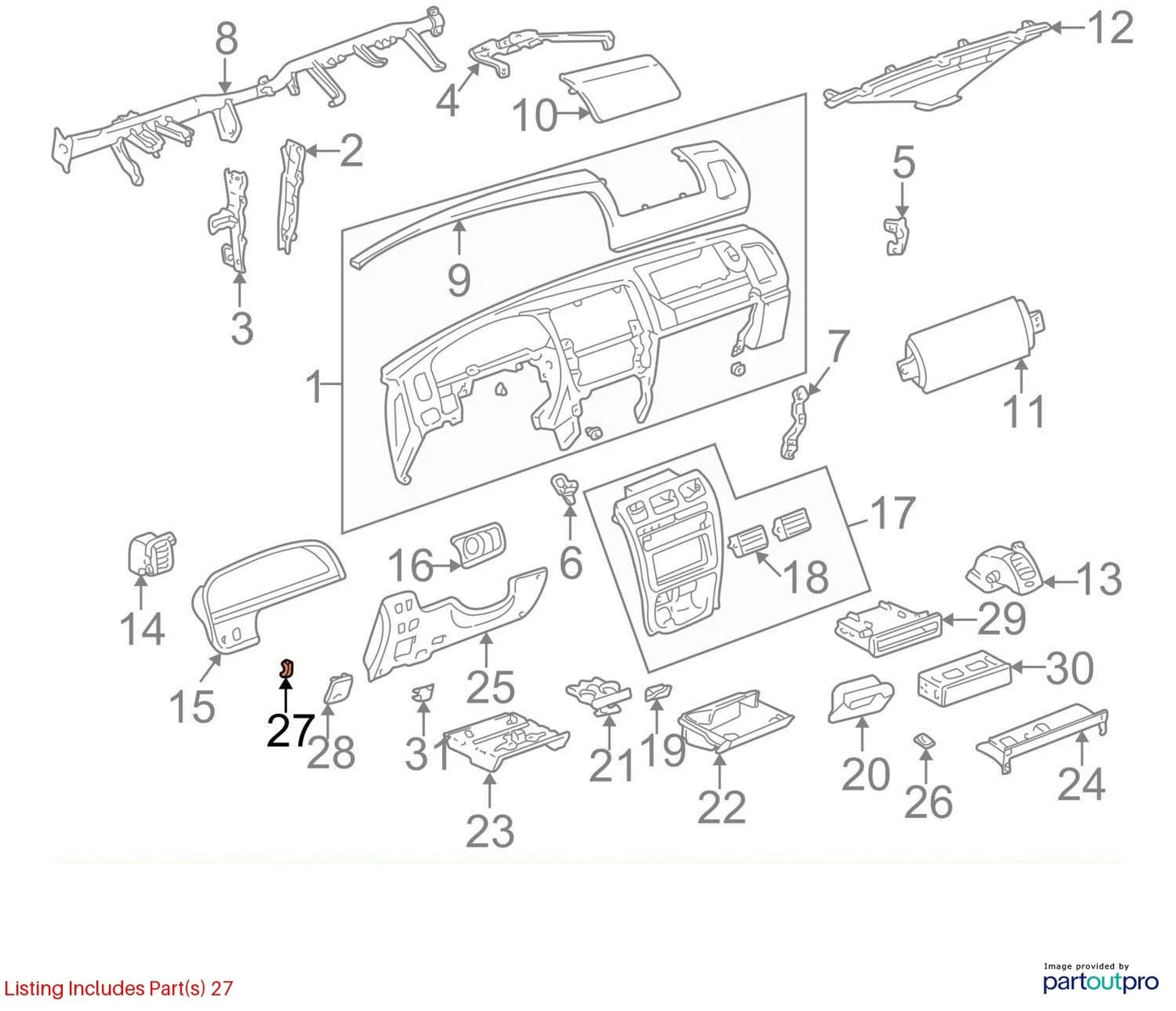 1997-2006 TOYOTA CAMRY INSTRUMENT PANEL SWITCH HOLE FILLER COVER CAP 55539-20080