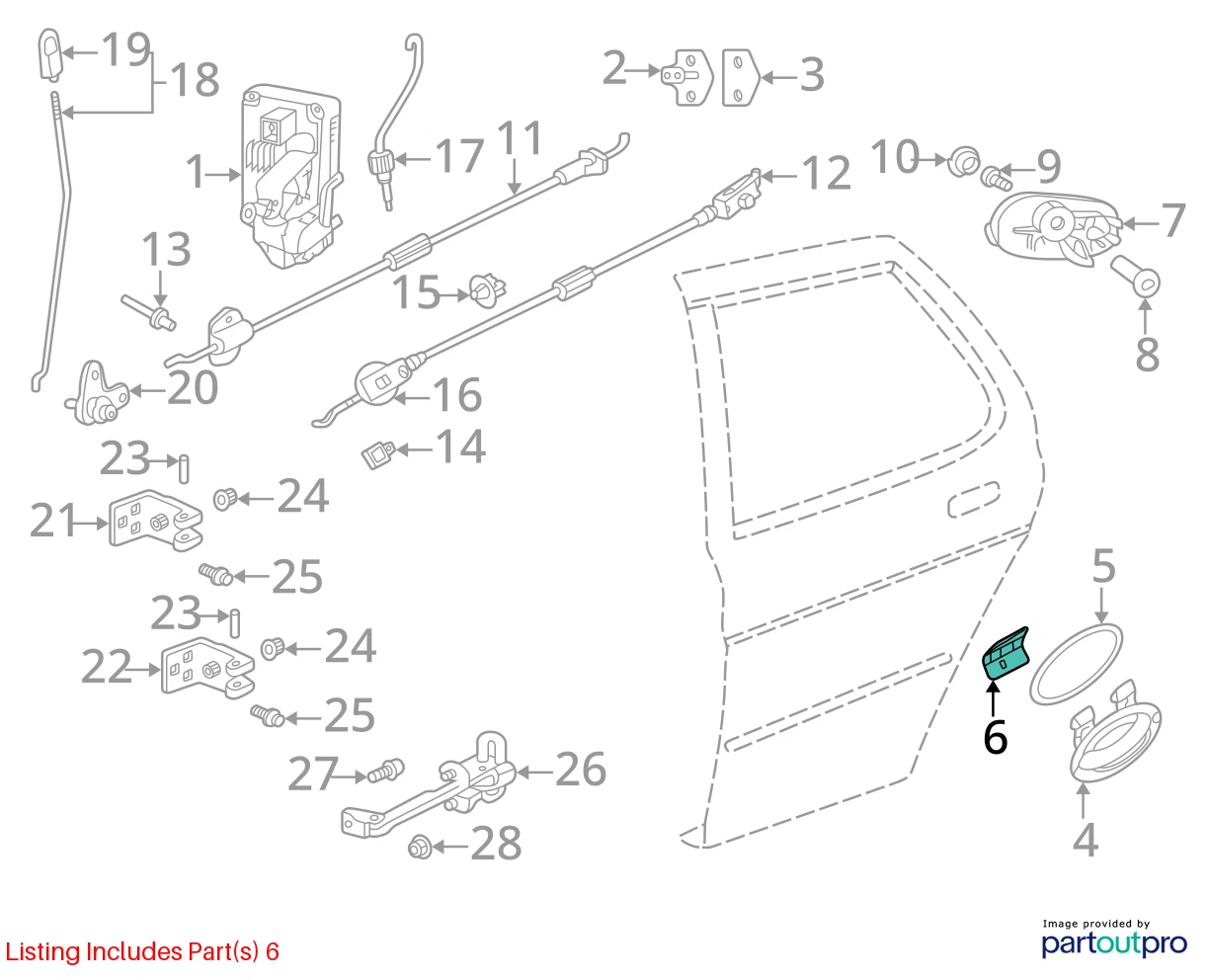 2006-2009 SAAB 9-5 95 REAR LEFT SIDE EXTERIOR DOOR HANDLE RR LH 5510136 OEM