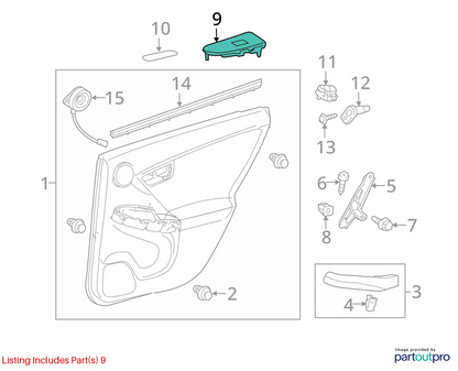 10-15 TOYOTA PRIUS REAR LEFT SIDE DOOR WINDOW CONTROL SWITCH BEZEL 74272-47060