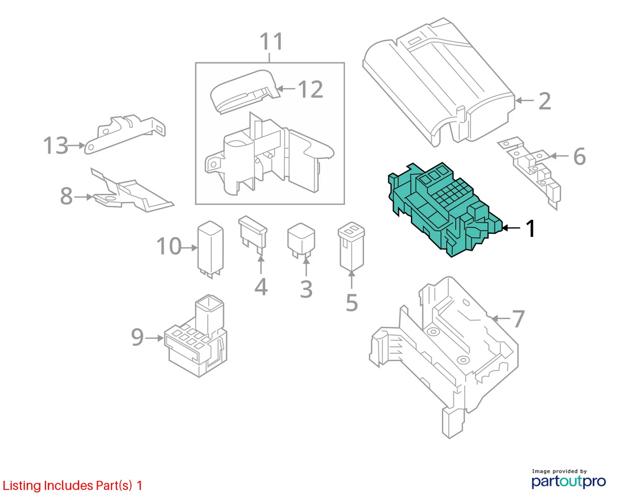 2012-2015 VW PASSAT 1.8L L4 ENGINE BAY RELAY FUSE JUNCTION BOX 5C0-937-819-L