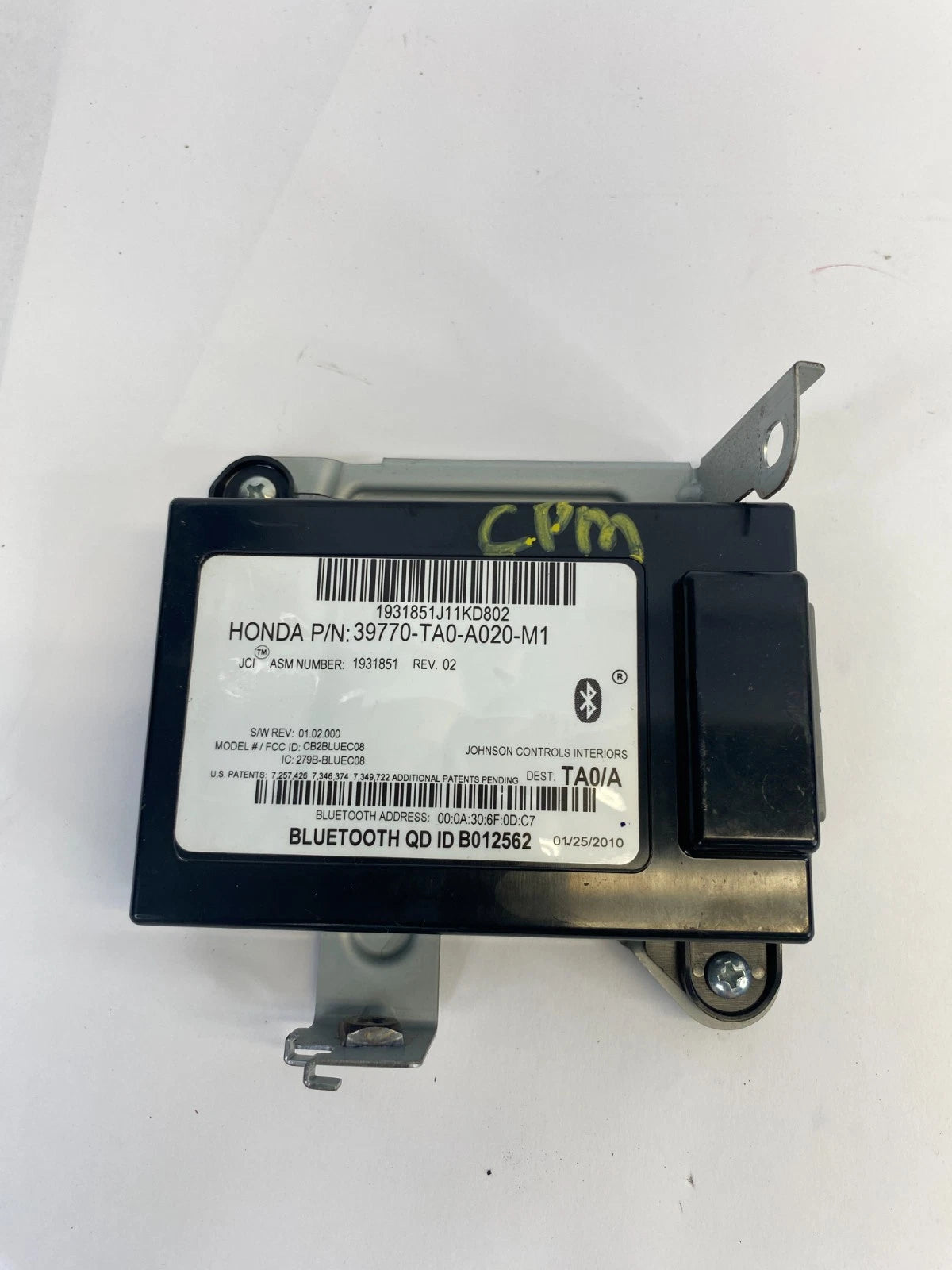2008-2012 HONDA ACCORD COMMUNICATION BLUETOOTH MODULE 39770-TA0-A020-M1 OEM