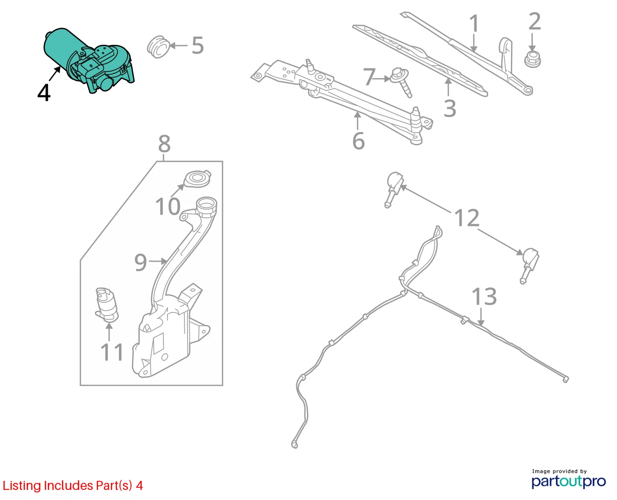 2008-2011 FORD FOCUS SEDAN FRONT WINDSHIELD WIPER MOTOR 63167-A-04 OEM