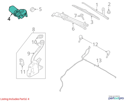 2008-2011 FORD FOCUS SEDAN FRONT WINDSHIELD WIPER MOTOR 63167-A-04 OEM