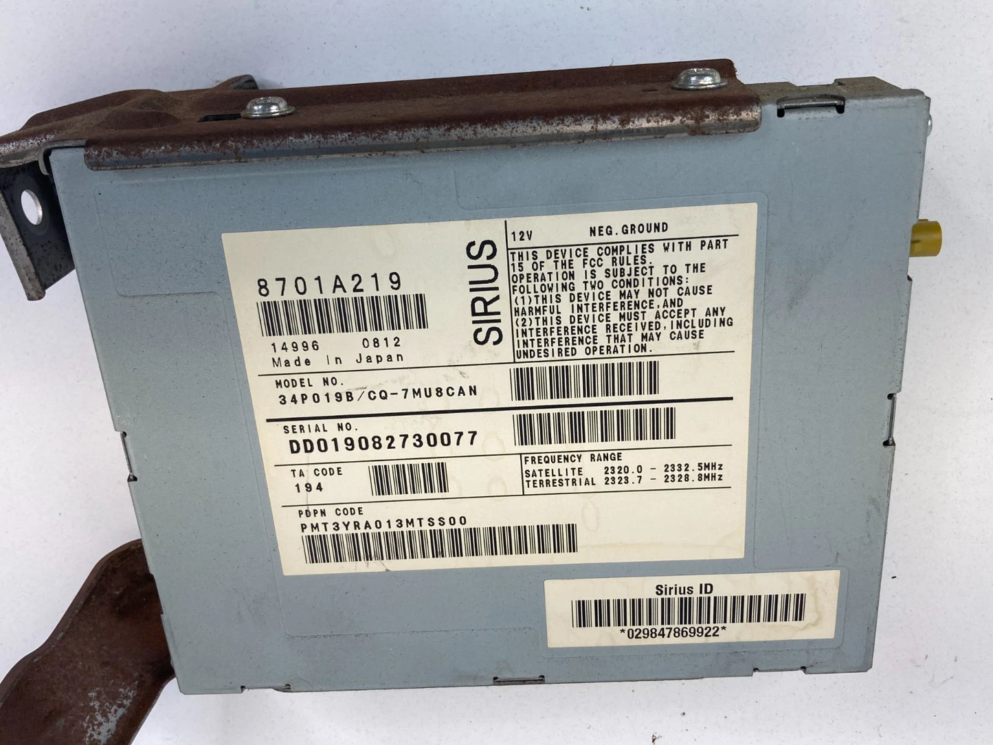 2008-2013 MITSUBISHI OUTLANDER SATELLITE RADIO SIRIUS CONTROL UNIT OEM 8701A219