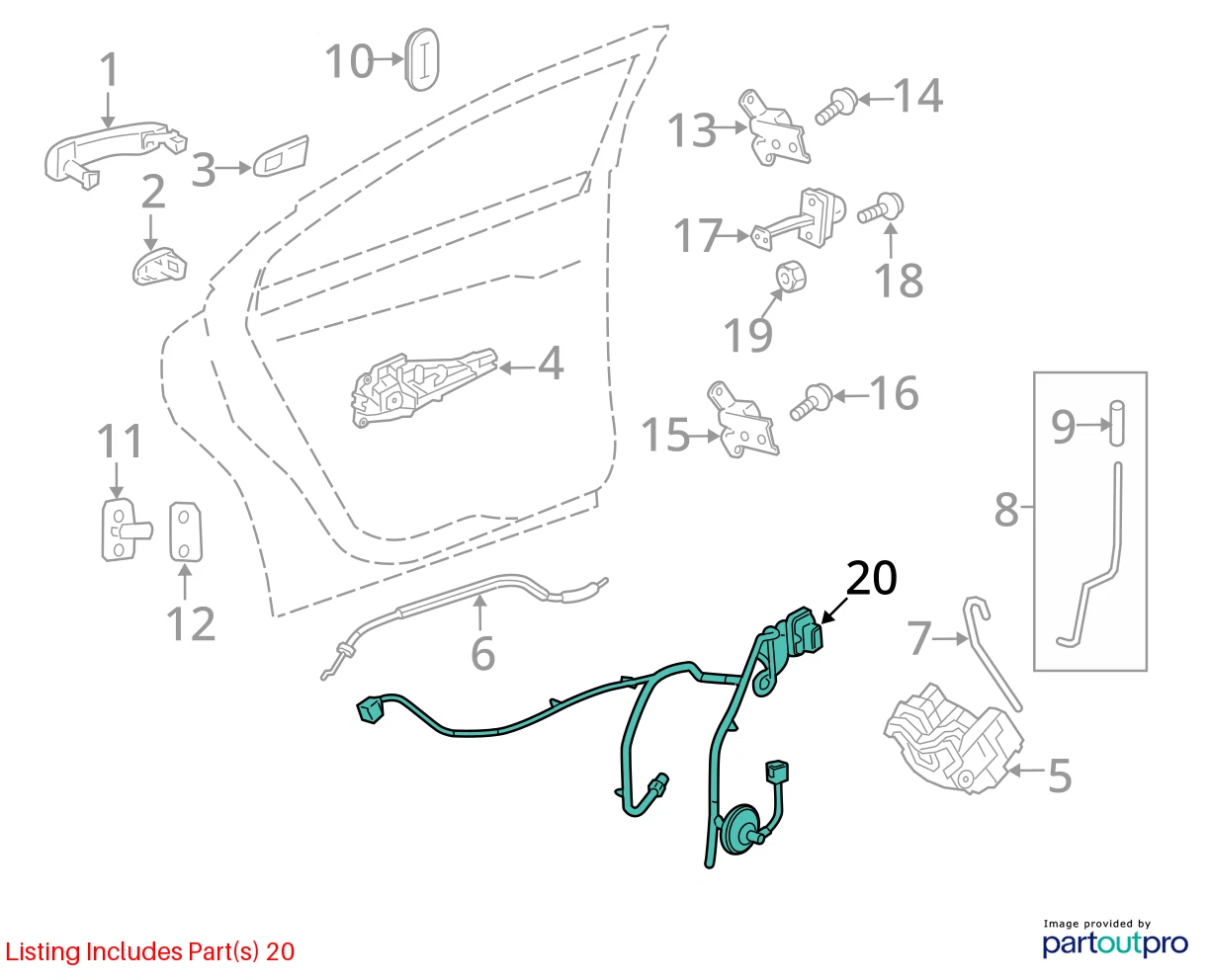 2013 2014 2015 CHEVROLET MALIBU REAR RIGHT DOOR WIRING HARNESS 22989429 OEM