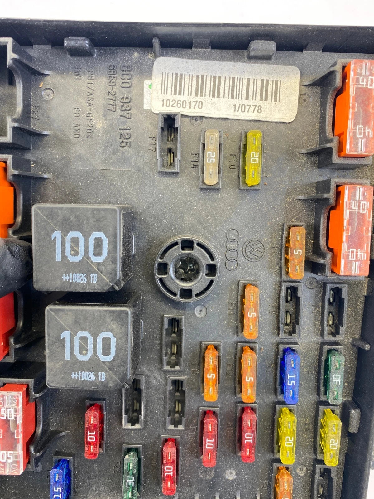 2009-2017 VOLKSWAGEN CC ENGINE FUSE BOX RELAY MODULE PANEL OEM 3C0-937-125