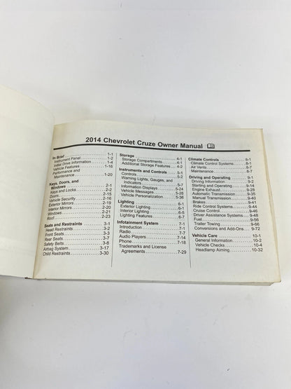 2014 14 CHEVY CHEVROLET CRUZE OWNER'S OWNERS MANUAL GUIDE BOOK OEM