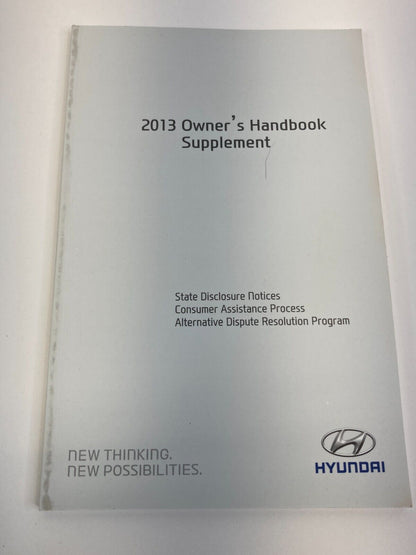 2013 Hyundai Sonata Owner's Manual Maintenace Handbook Supplement Book w/ Case