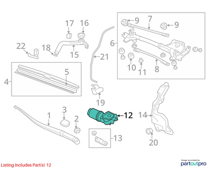2007-2012 07-12 ACURA RDX FRONT WINDSHIELD WIPER MOTOR ASSEMBLY OEM