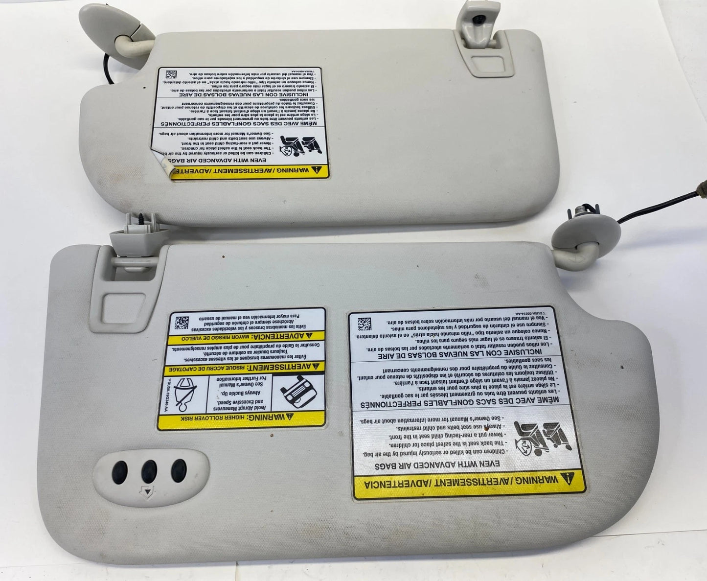 2013-2019 FORD ESCAPE SUN VISOR RH & LH PAIR SET GRAY LIGHTED W/ HOMELINK OEM